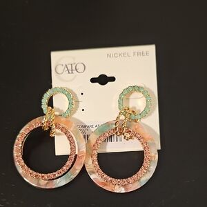 NWT Cato Gold and Pink Hoop Earrings